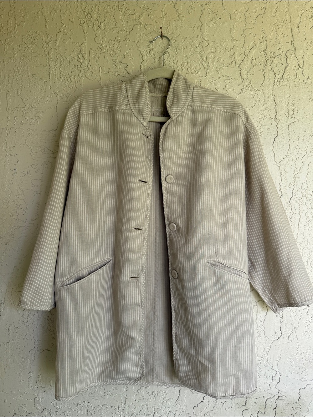 Women's Long Jacket 100% Linen in Cream - Picture 9 of 10